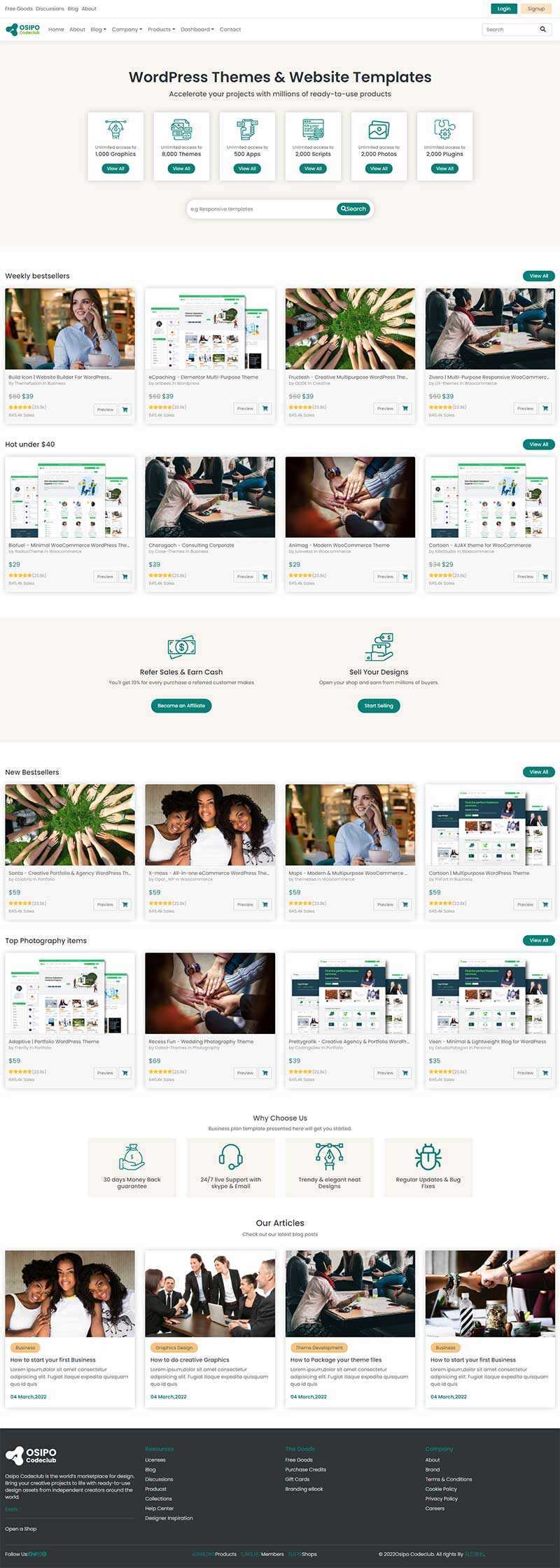 国外虚拟素材下载类网站html模板 - Hope`Chen资源网