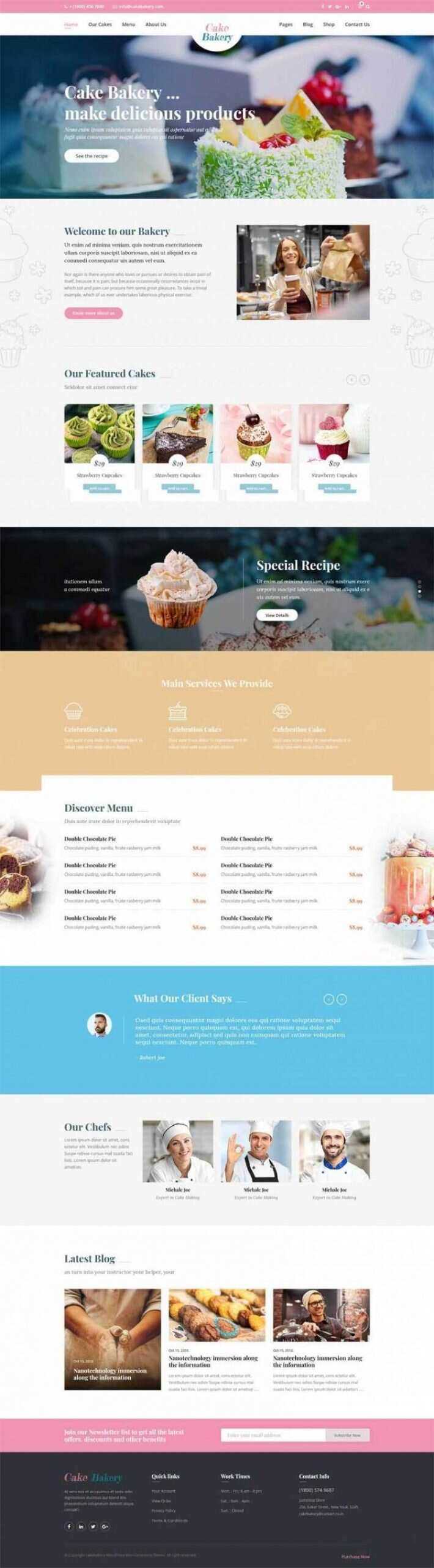 粉色卡通响应式蛋糕面包店外卖预订设计师类网站 - Hope`Chen资源网