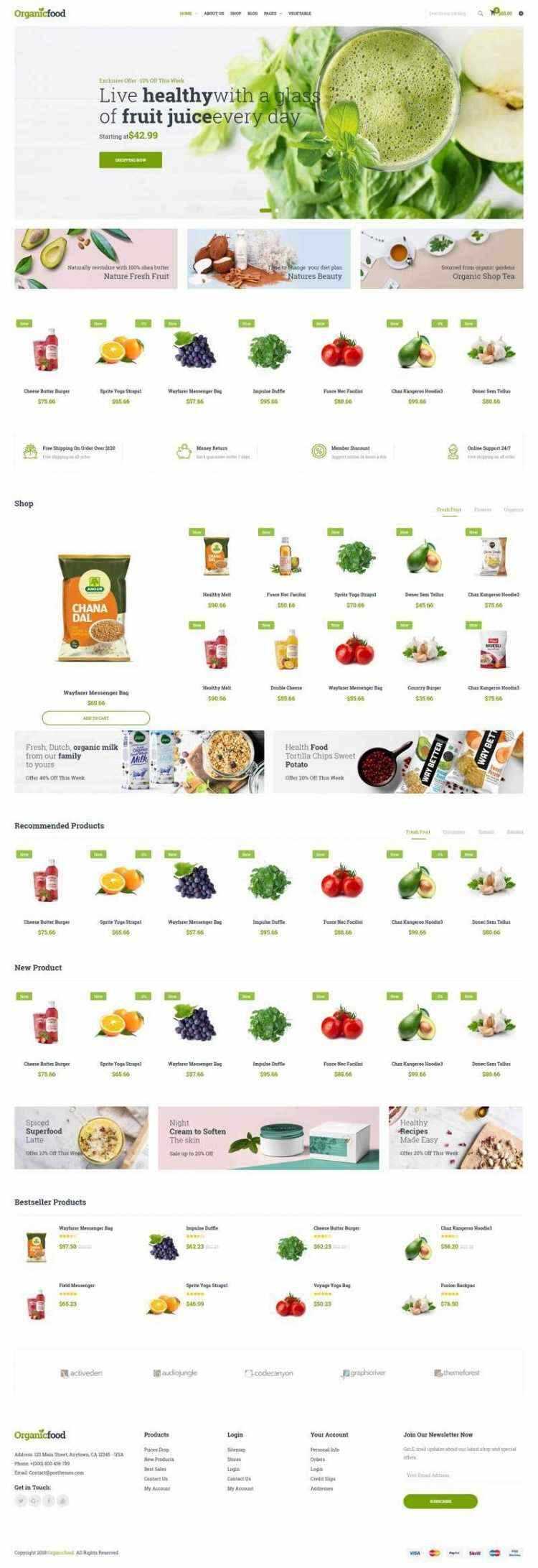 绿色Bootstrap4响应式食品蔬菜水果外卖预订商城网站 - Hope`Chen资源网