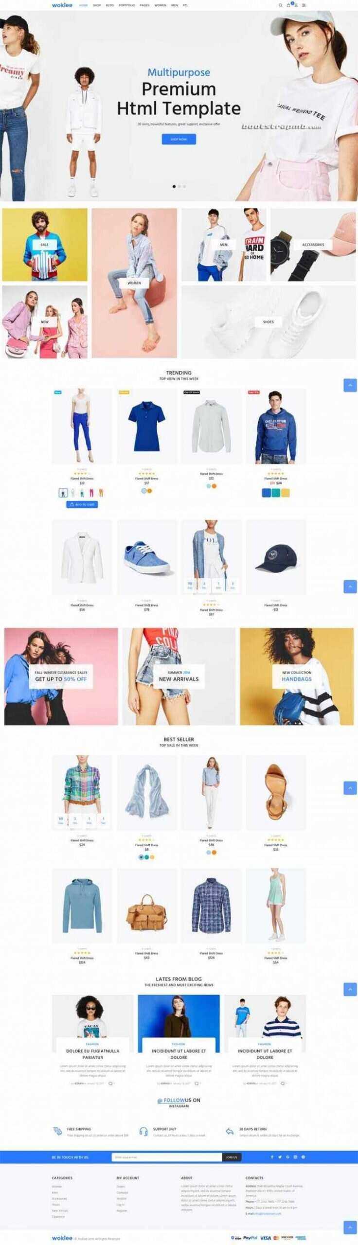 蓝色宽屏Bootstrap响应式服装购物商城 - Hope`Chen资源网