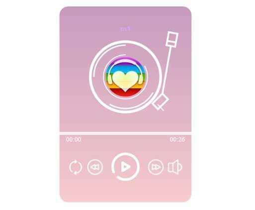 网页粉色渐变音乐播放器效果html源码 - Hope`Chen资源网