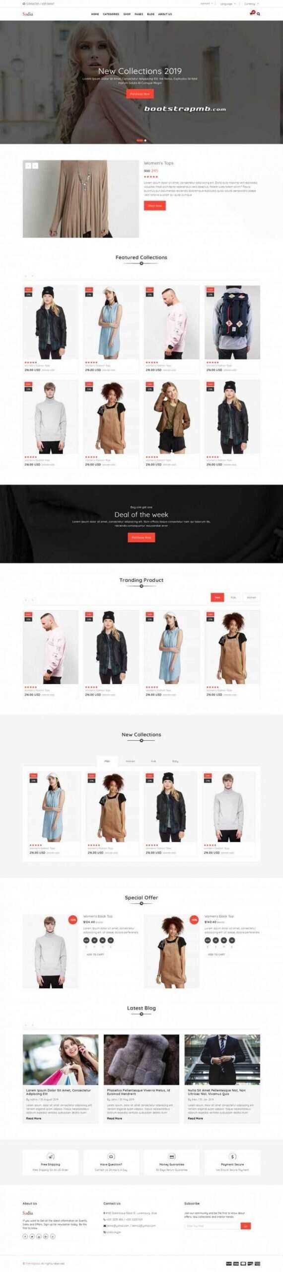 Bootstrap响应式英文服装商城 - Hope`Chen资源网