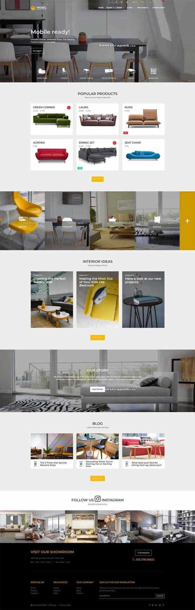 Bootstrap响应式在线家具商城电商网站 - Hope`Chen资源网