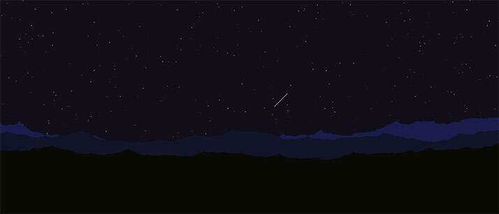 html5 canvas山顶夜空流星划过背景动画特效 - Hope`Chen资源网