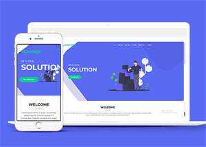 蓝色宽屏手机业务网站模板下载 - Hope`Chen资源网