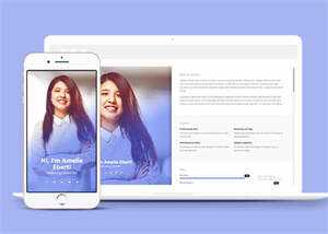 响应式蓝色个人简介类网站模板 - Hope`Chen资源网