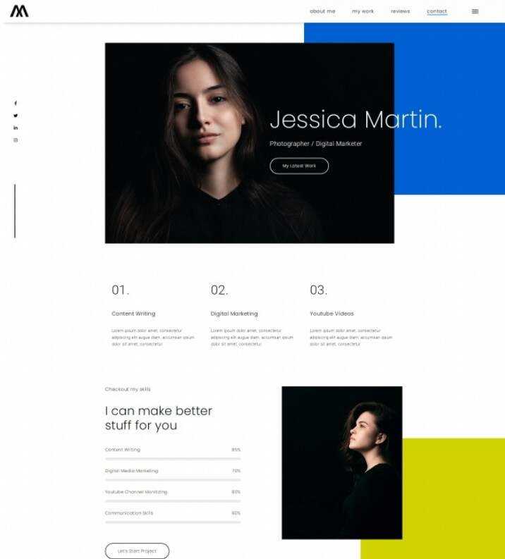 摄影师数字营销师简历网站html模板 - Hope`Chen资源网