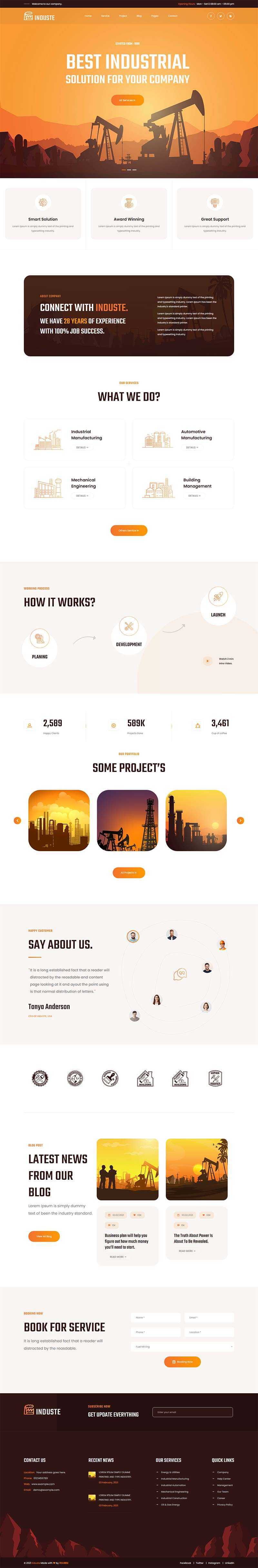 Bootstrap橙色多用途的工业生产企业网站html模板 - Hope`Chen资源网