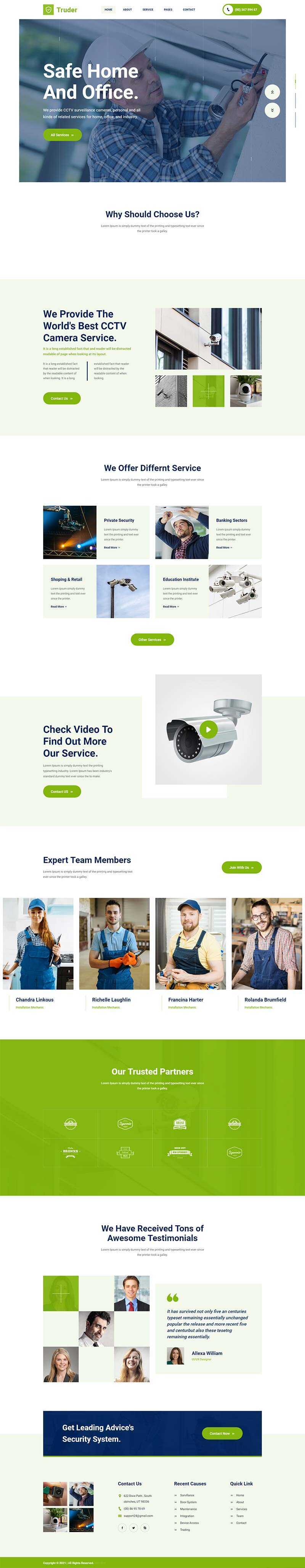 绿色风格视频监控安装安防公司网页模板 - Hope`Chen资源网