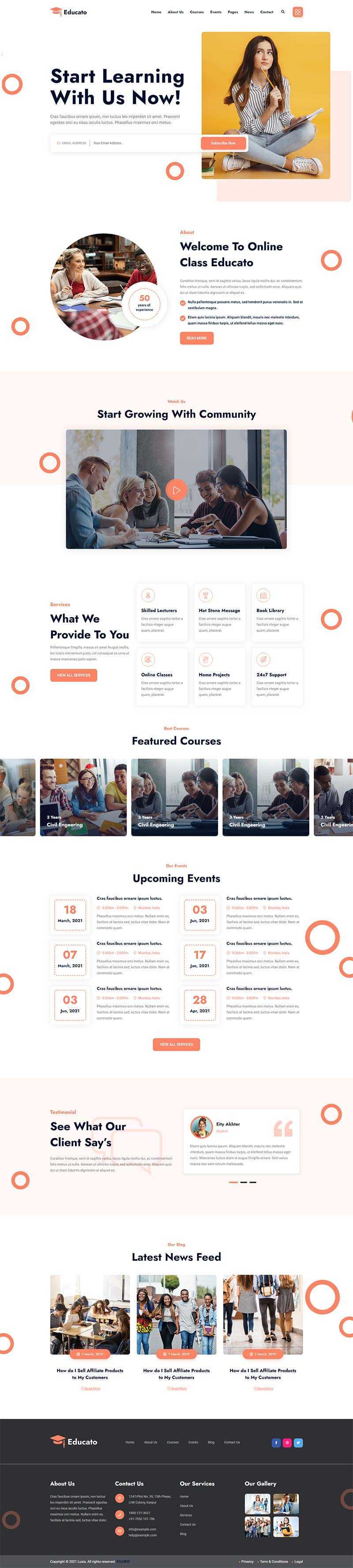 橘黄色响应式在线学习教育企业网站html模板 - Hope`Chen资源网