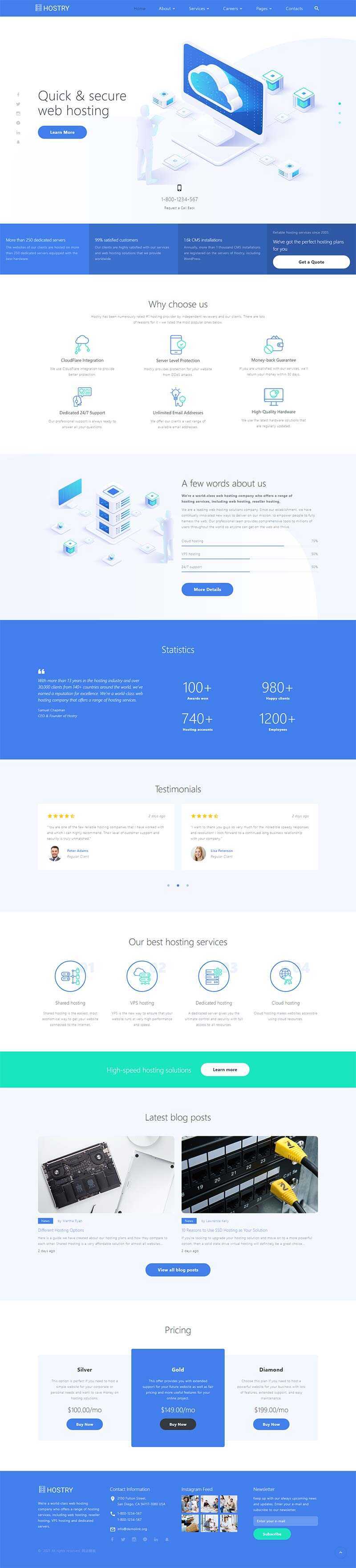 IDC虚拟主机托管官网html模板 - Hope`Chen资源网