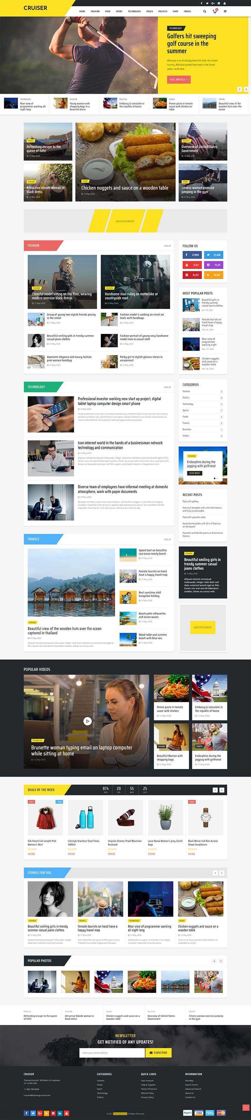 黄色响应式时尚资讯博客网站HTML模板 - Hope`Chen资源网