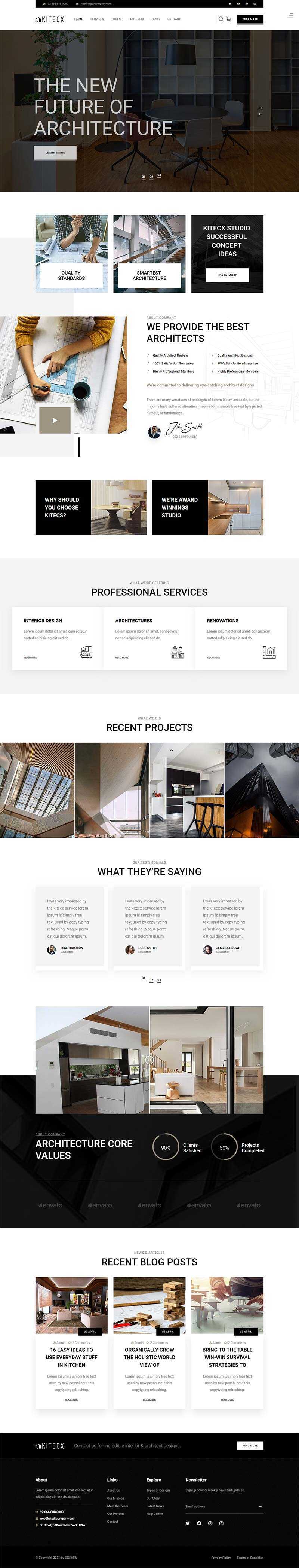 黑色响应式室内建筑行业HTML模板 - Hope`Chen资源网