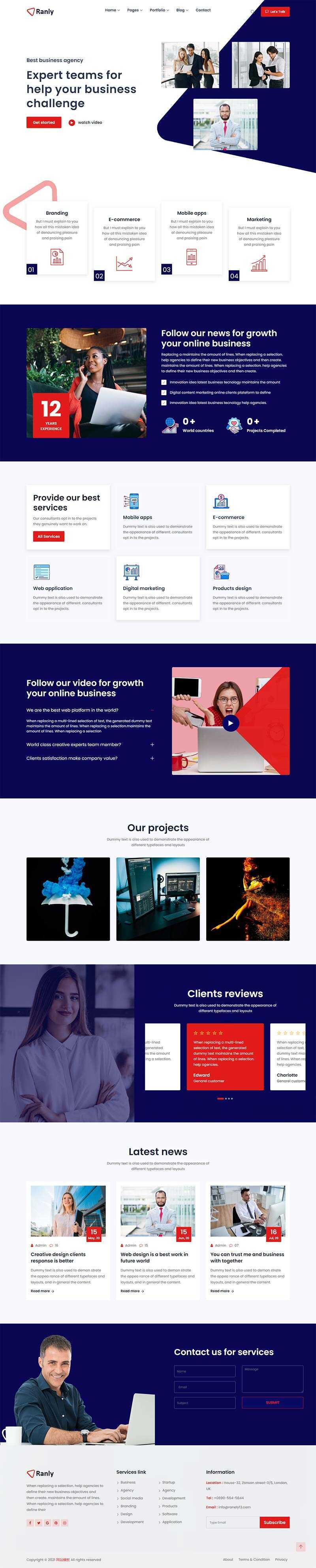 Bootstrap多用途的商业服务公司网站HTML模板 - Hope`Chen资源网