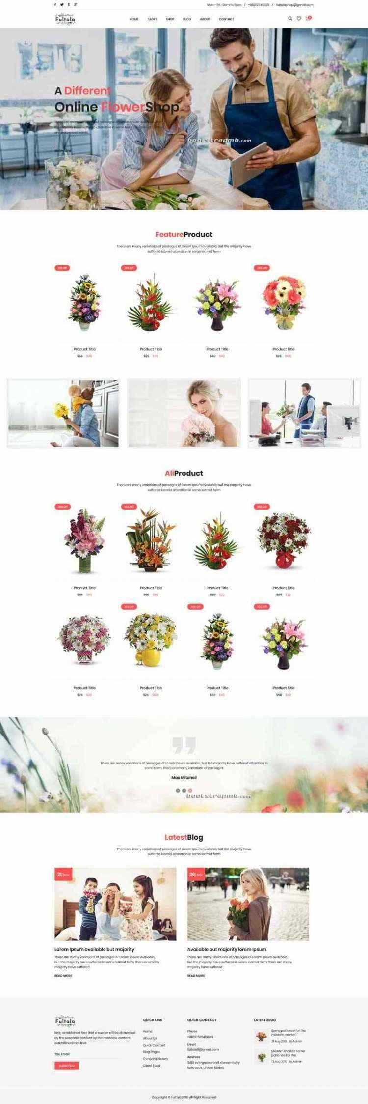 Bootstrap英文外贸响应式鲜花预订网电商 - Hope`Chen资源网