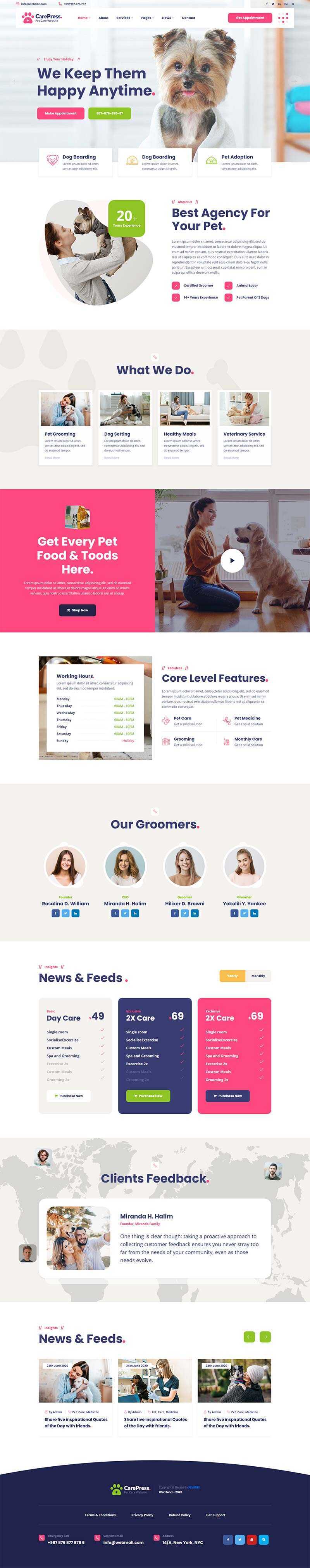 宠物护理医院兽医店铺官网HTML5模板 - Hope`Chen资源网