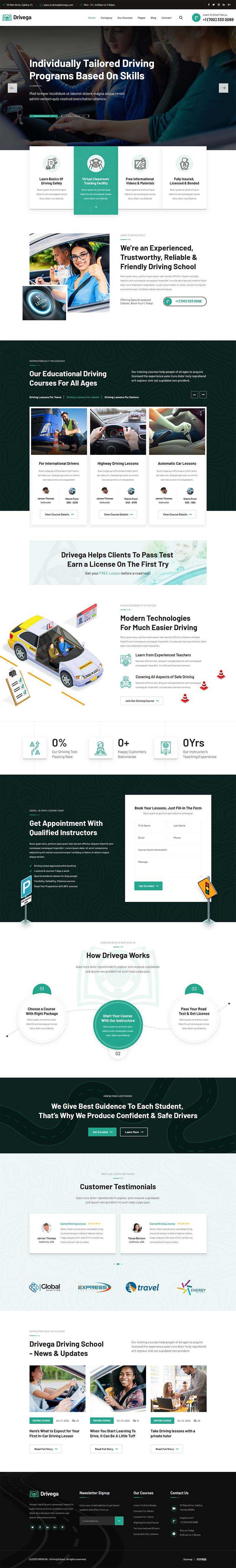 绿色汽车驾校培训企业官网HTML模板 - Hope`Chen资源网