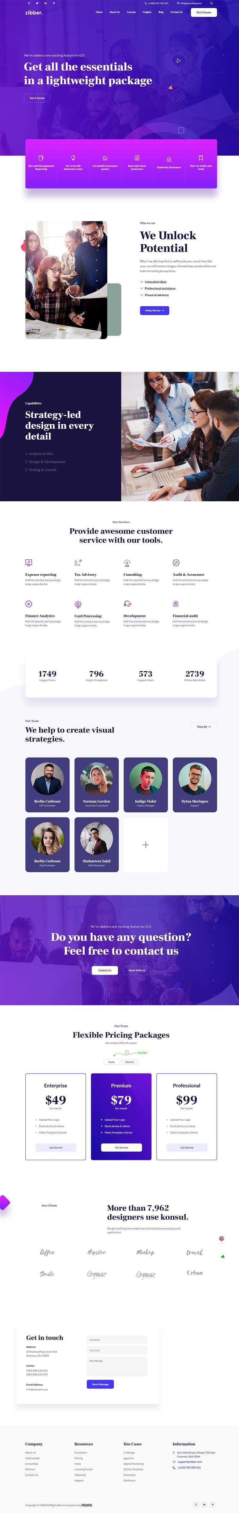蓝紫色商务投资咨询公司html模板 - Hope`Chen资源网