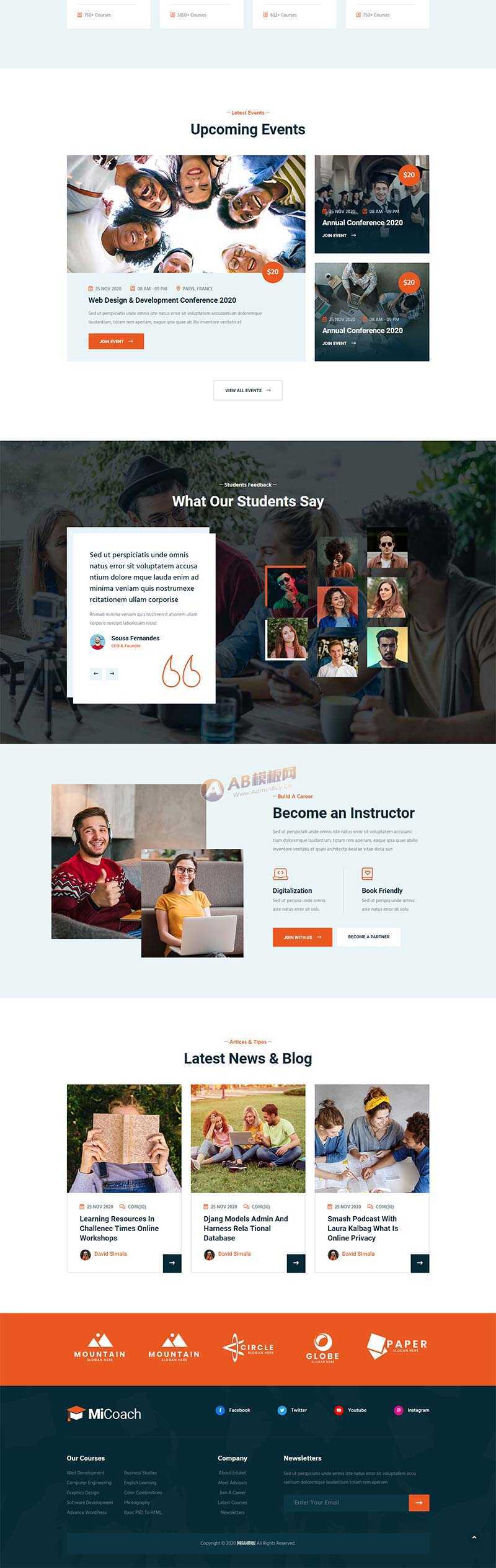 响应式在线课程教育培训行业网站HTML5模板 - Hope`Chen资源网