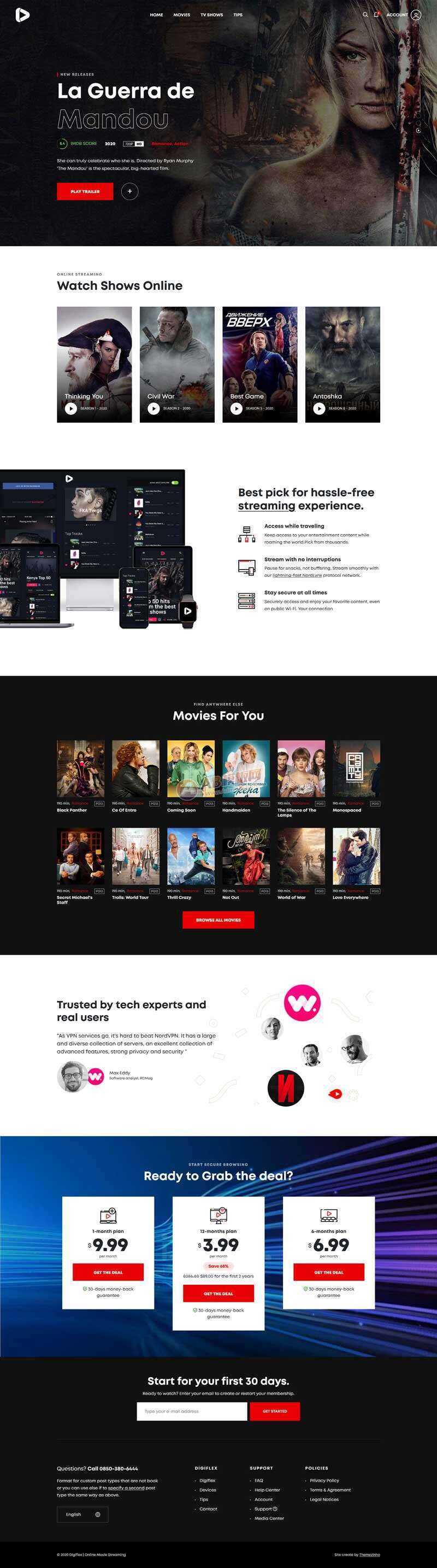 Bootstrap在线3D高清影院视频网页模板 - Hope`Chen资源网