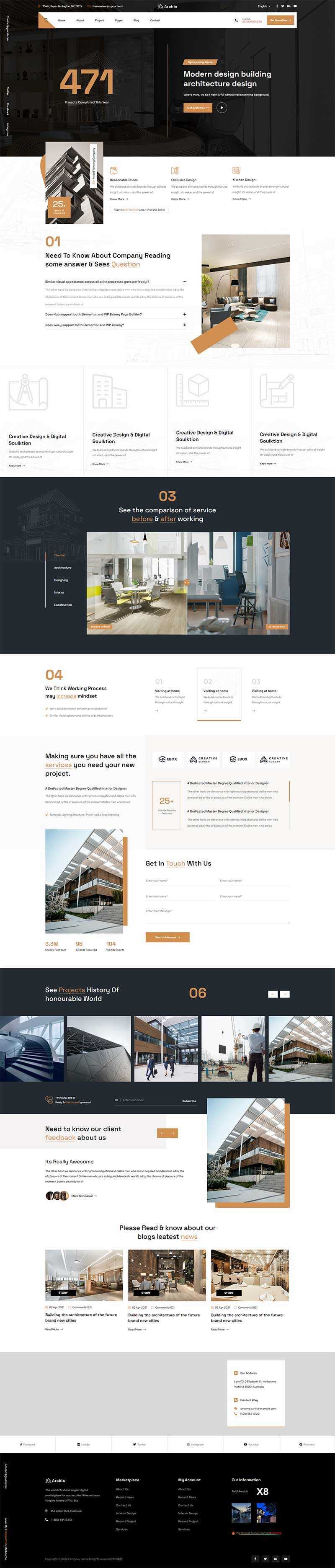 咖啡色现代建筑设计服务公司网站html模板 - Hope`Chen资源网