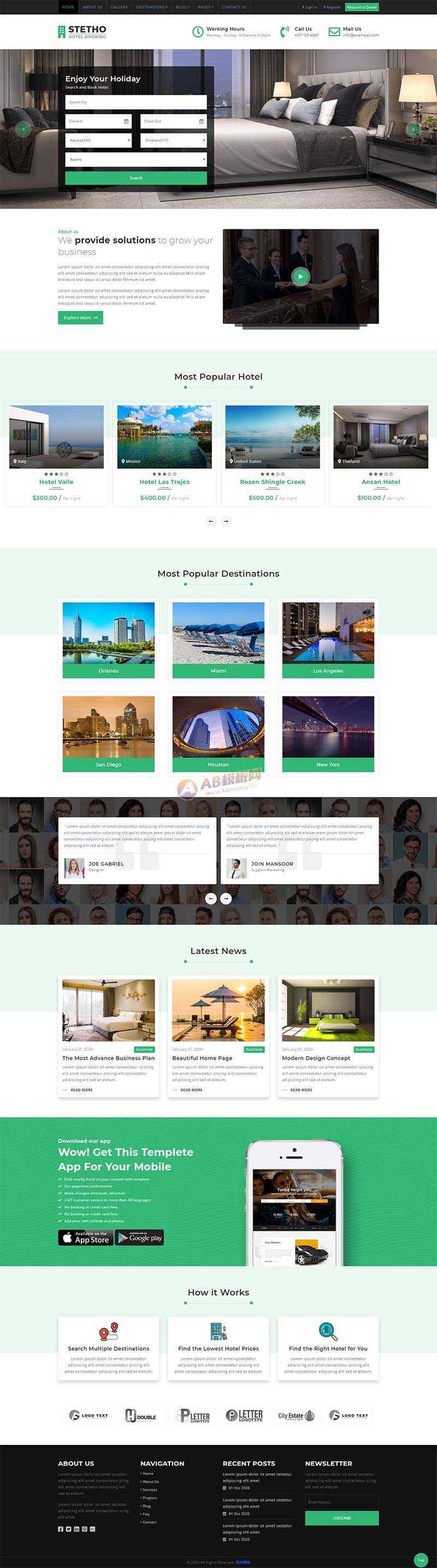 响应式酒店房间预订类网站html模板 - Hope`Chen资源网