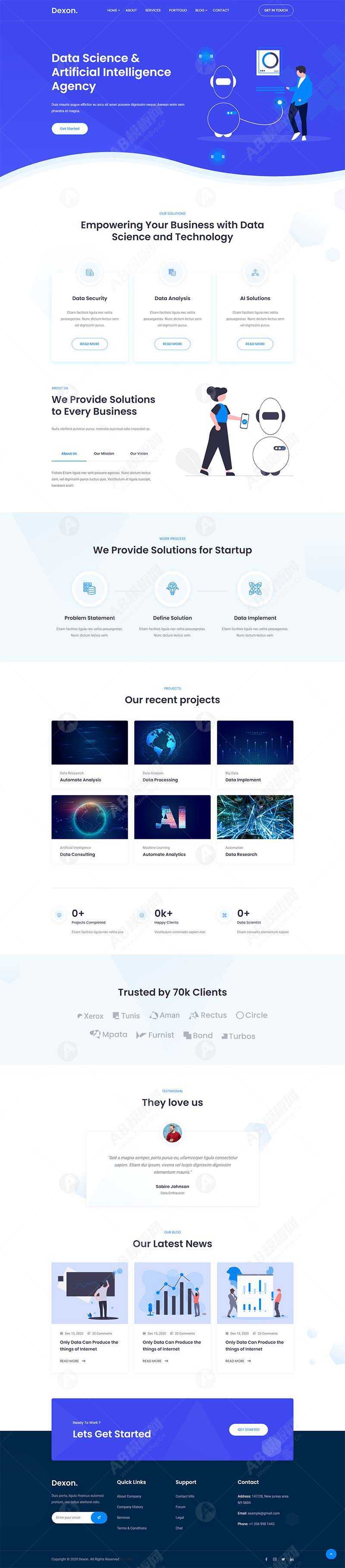 AI智能大数据分析公司网站html模板 - Hope`Chen资源网