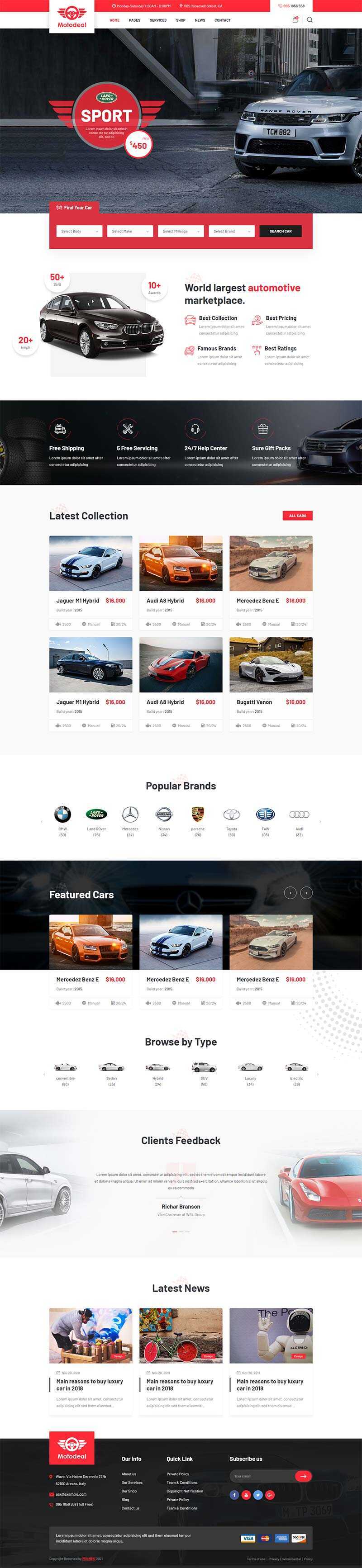 红色大气的汽车销售交易平台网页html模板 - Hope`Chen资源网