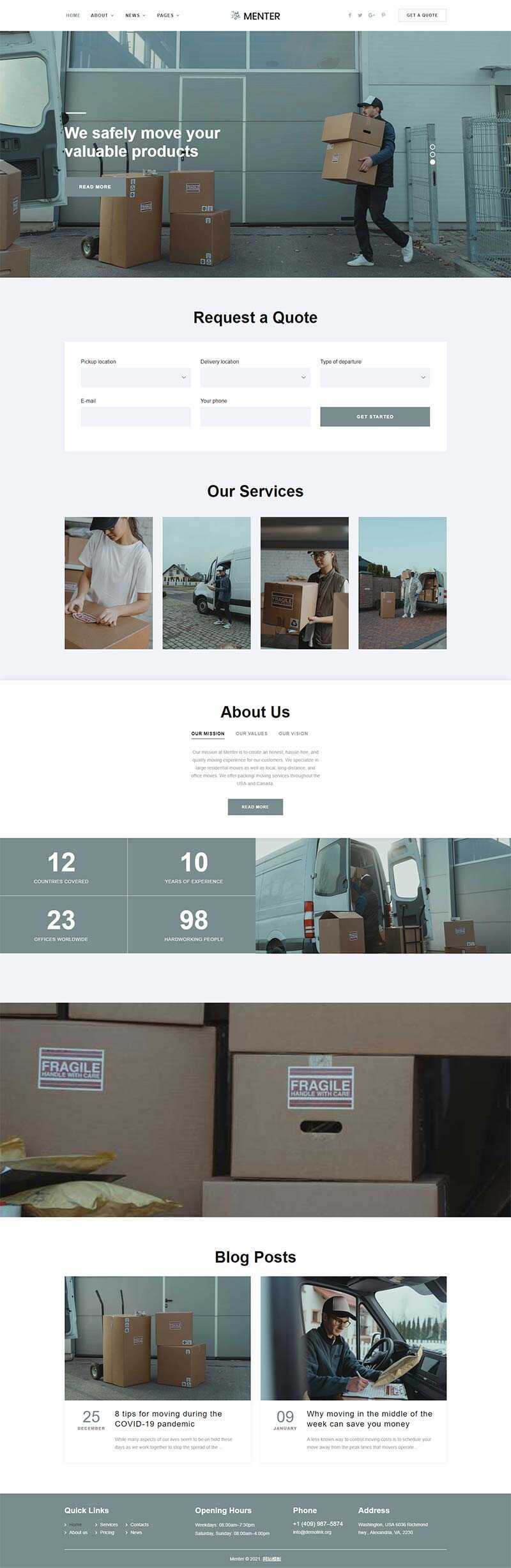 bootstrap响应式搬家快递公司网站html5模板 - Hope`Chen资源网