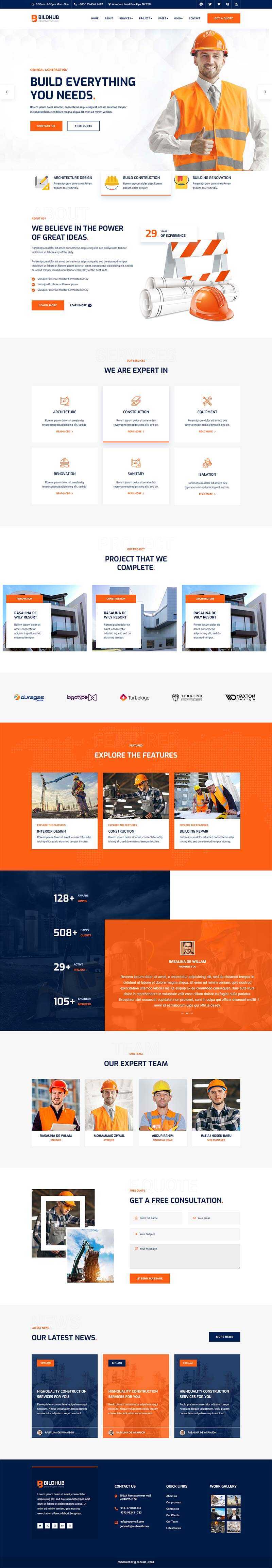 bootstrap橙色响应式建筑设计公司网站html模板 - Hope`Chen资源网