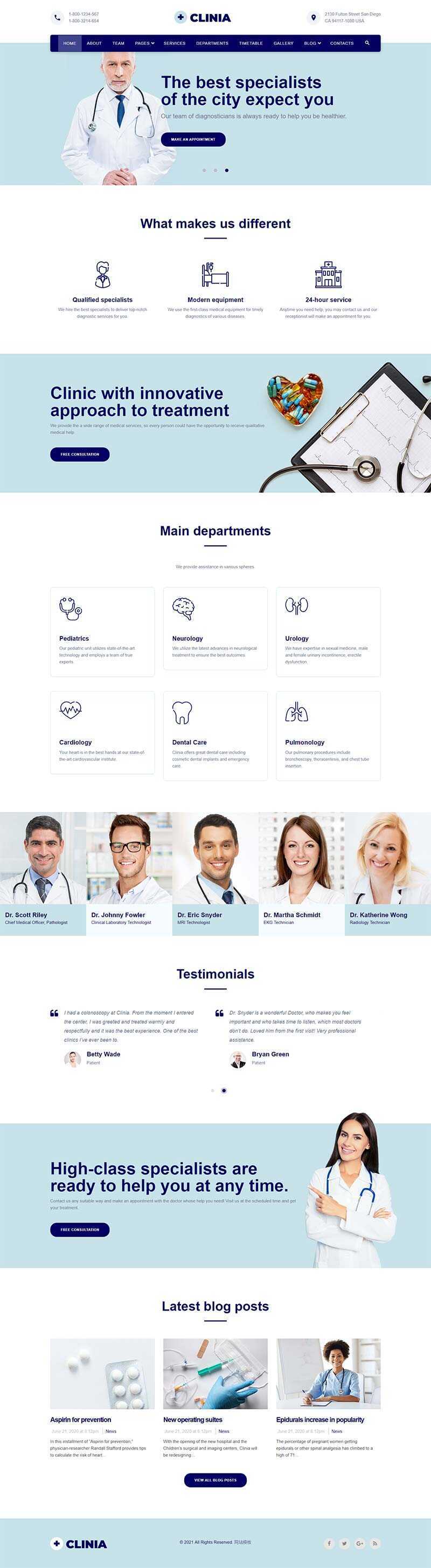 bootstrap蓝色医疗诊所服务网站HTML5模板 - Hope`Chen资源网