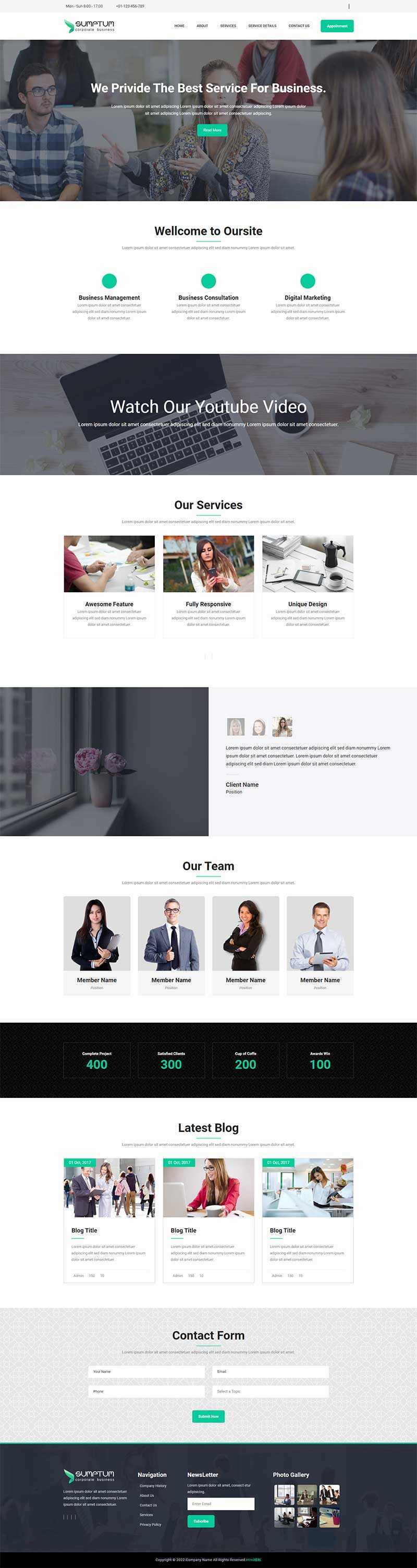 宽屏大气的企业官网网站模板 HTML模板 - Hope`Chen资源网