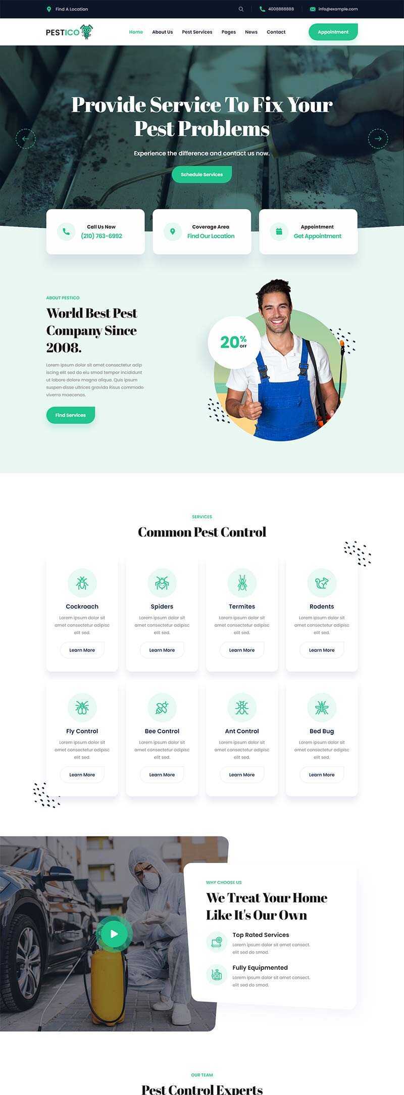 响应式害虫防治服务公司官网html模板 - Hope`Chen资源网