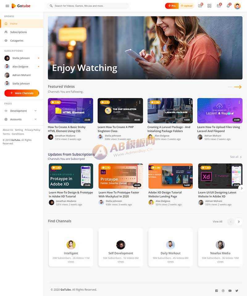 响应式网络视频共享平台网站HTML模板 - Hope`Chen资源网