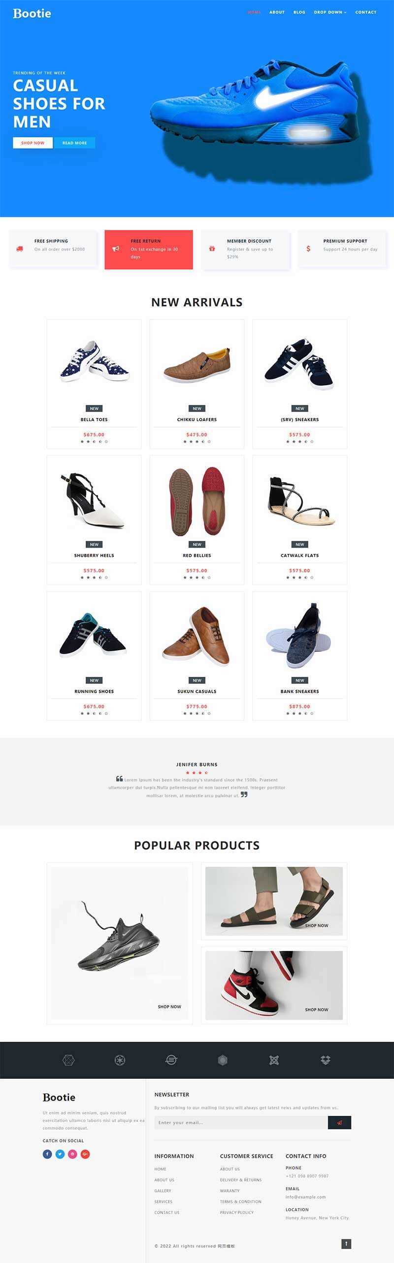 简洁大气的鞋子商城Bootstrap响应式网页模板 - Hope`Chen资源网