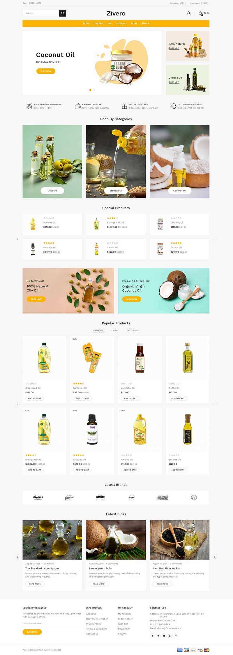 清爽风格食用油网上商城html模板 - Hope`Chen资源网