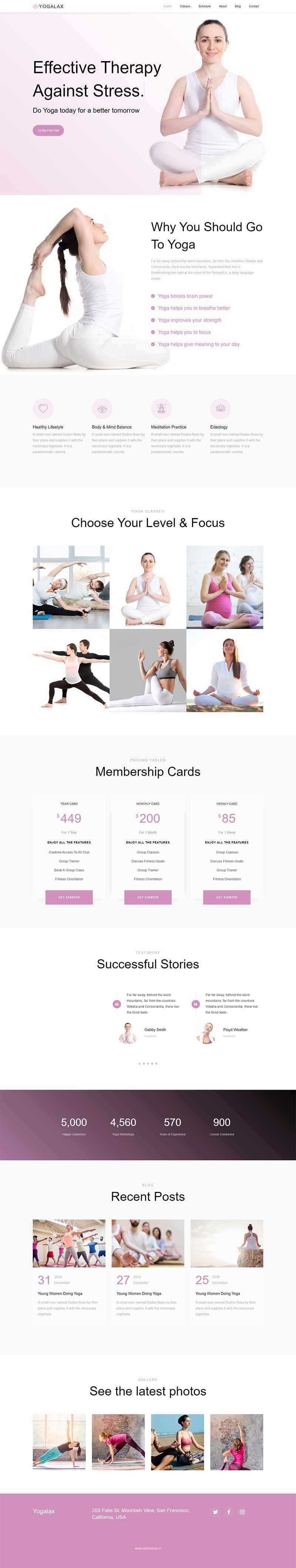 Bootstrap粉色的健身瑜伽类网站html模板 - Hope`Chen资源网