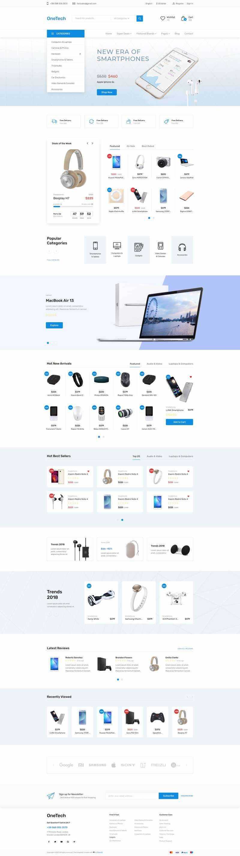 浅蓝色干净简洁的响应式数码商城html模板 - Hope`Chen资源网