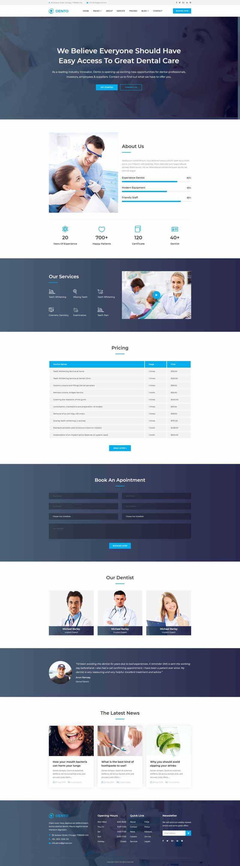 蓝色清爽的响应式牙科预约网站html模板 - Hope`Chen资源网