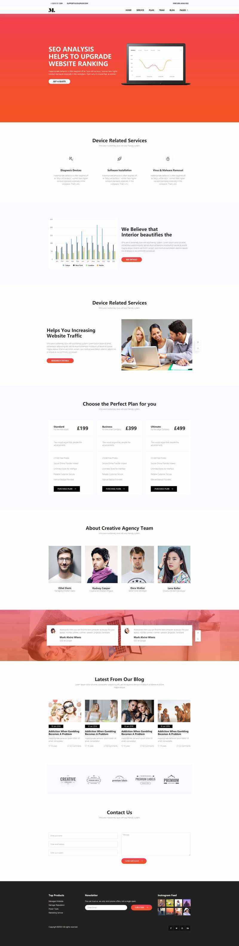 红色响应式SEO优化服务网站html模板 - Hope`Chen资源网