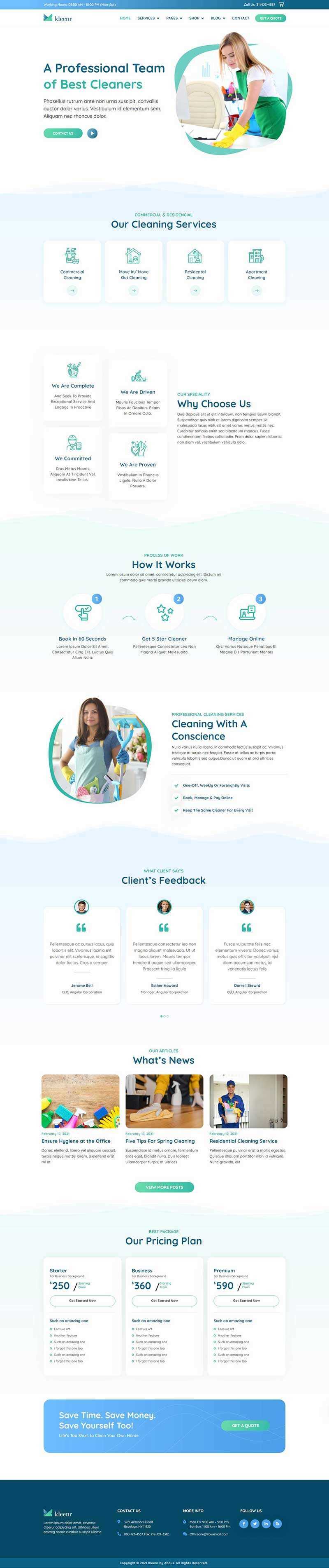 绿色清爽的家政清洁服务公司网站html模板 - Hope`Chen资源网