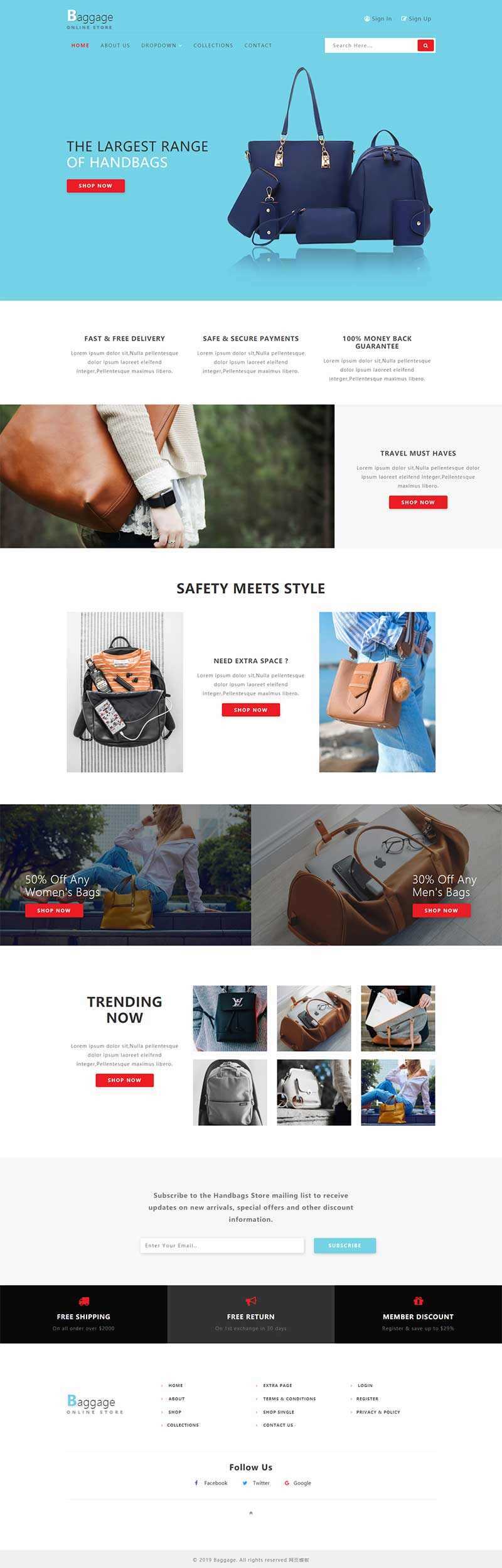 Bootstrap响应式箱包电子商务网站html模板 - Hope`Chen资源网