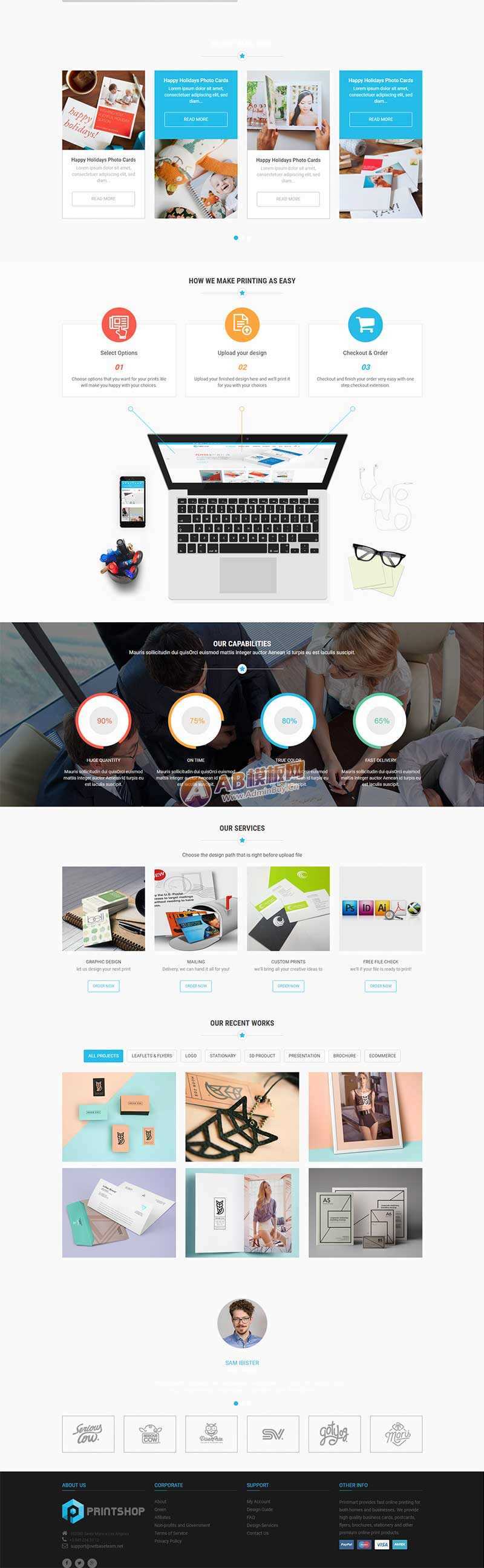 图片[2] - 蓝色的响应式名片印刷公司网站html模板 - Hope`Chen资源网