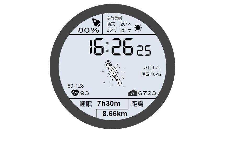 华为太空人表盘GT2HTML源码 - Hope`Chen资源网
