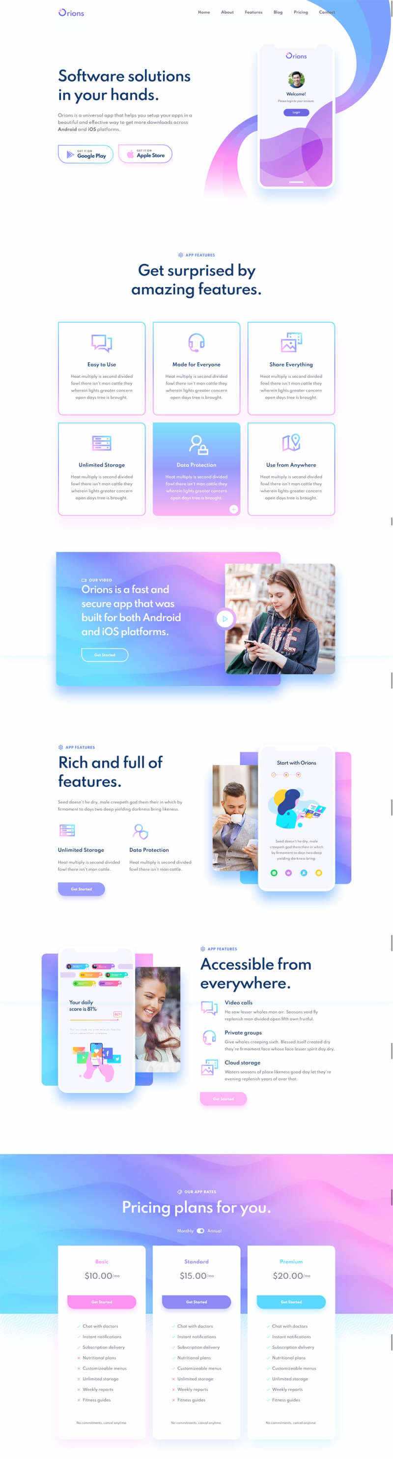 响应式app应用程序网页模板 - Hope`Chen资源网