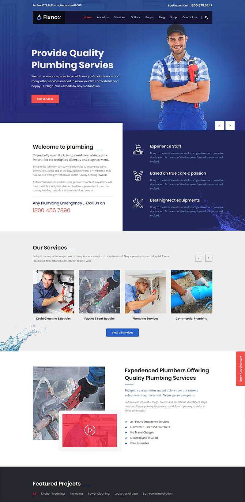 Bootstrap管道修理家政保洁公司网站html模板 - Hope`Chen资源网