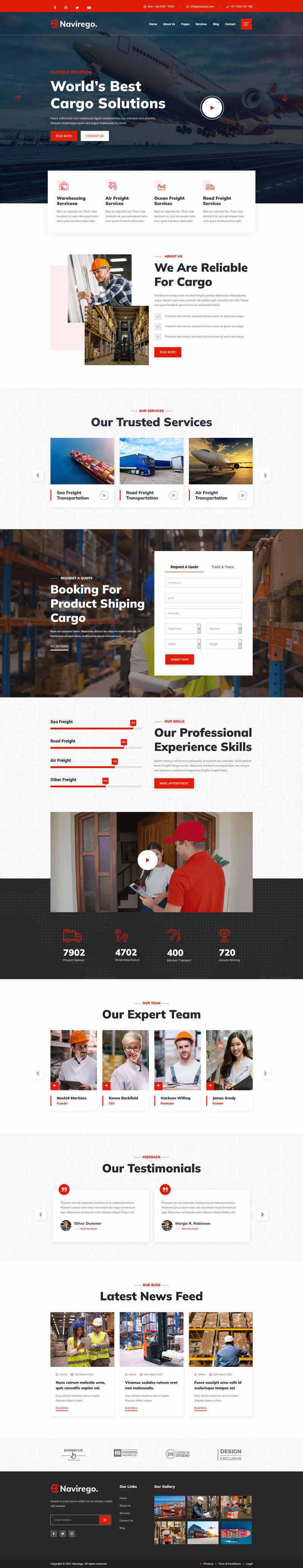 bootstrap红色的物流快递公司网站HTML模板 - Hope`Chen资源网