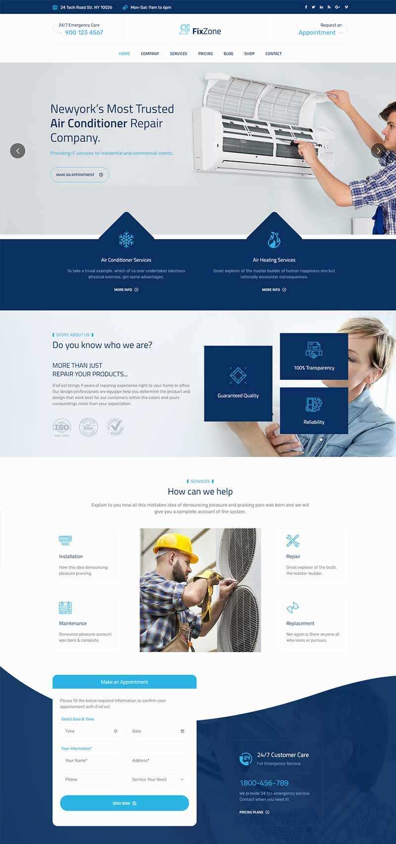Bootstrap空调电器维修服务网站HTML模板 - Hope`Chen资源网
