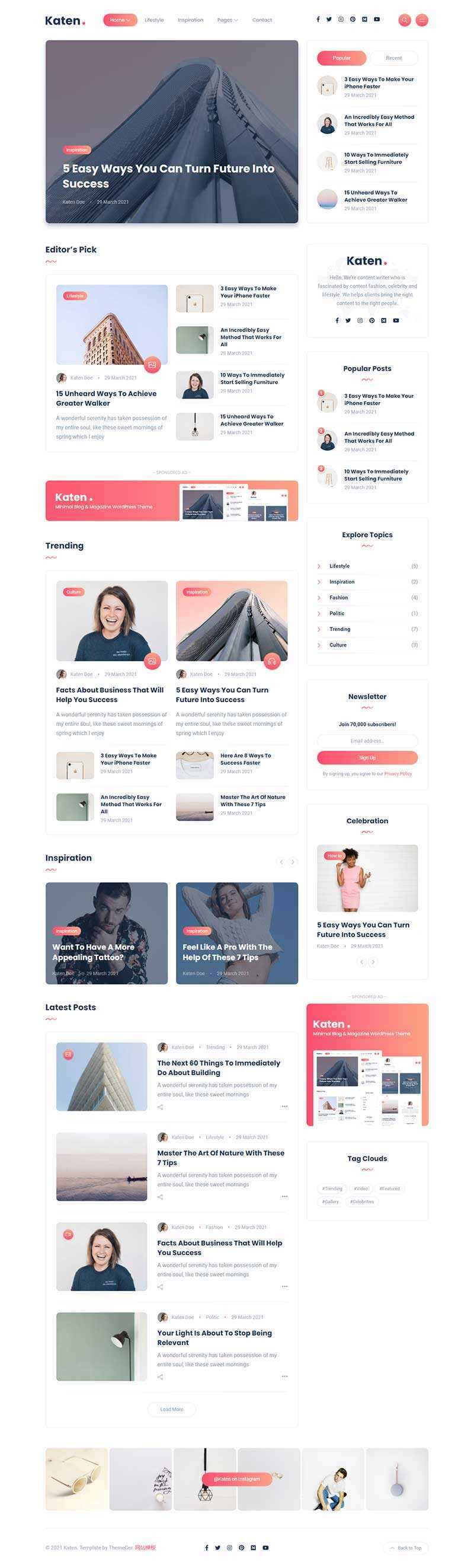 bootstrap响应式博客和杂志HTML模板 - Hope`Chen资源网