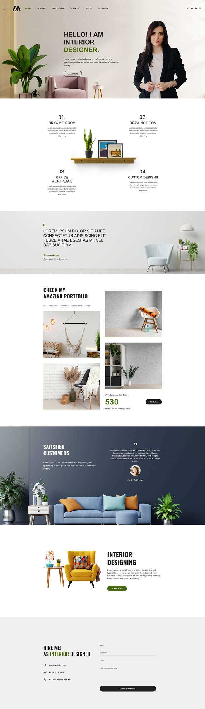 室内设计师个人作品简历html5模板 - Hope`Chen资源网
